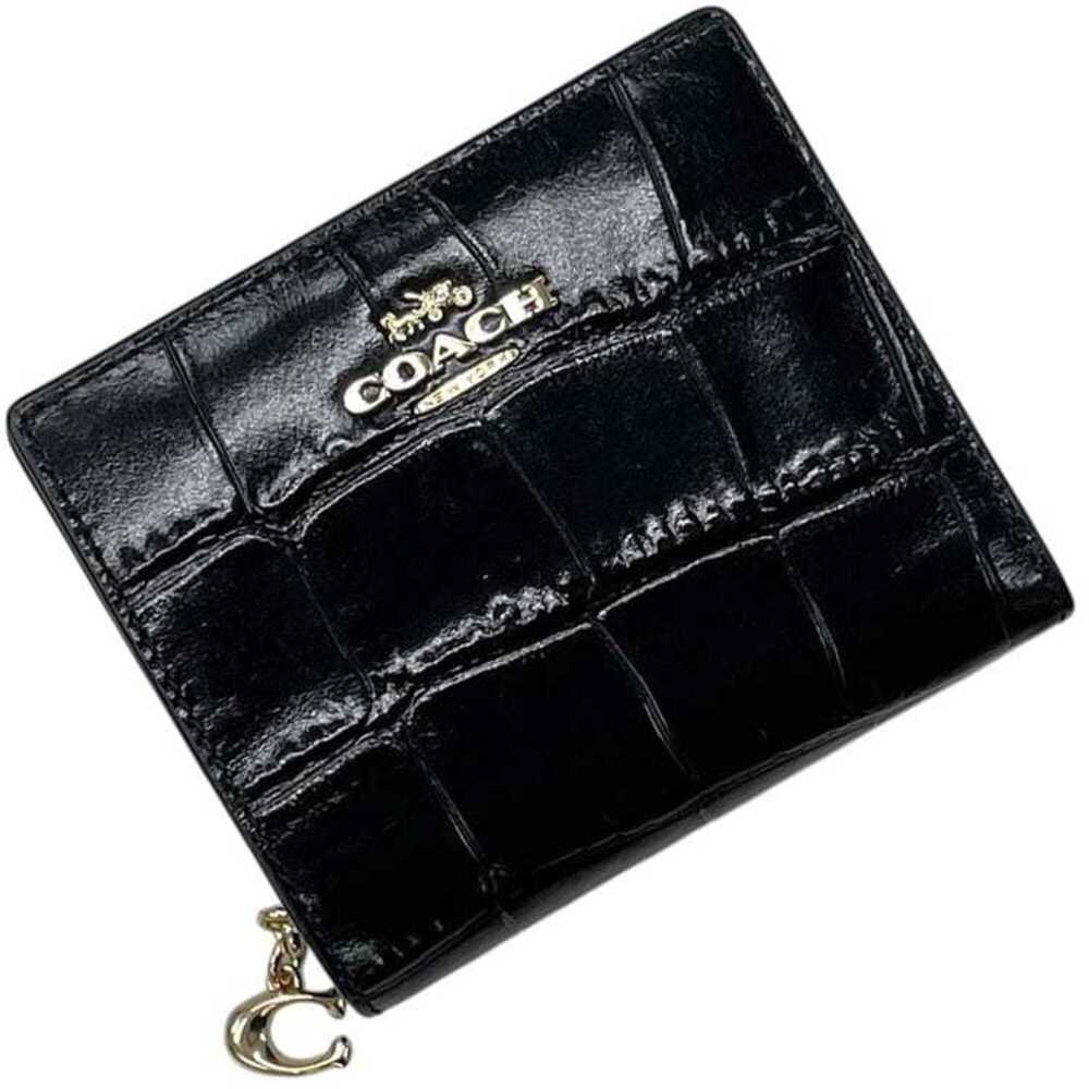 Coach Bi-fold Wallet Compact C6092 COACH Leather Embossed Black Women's